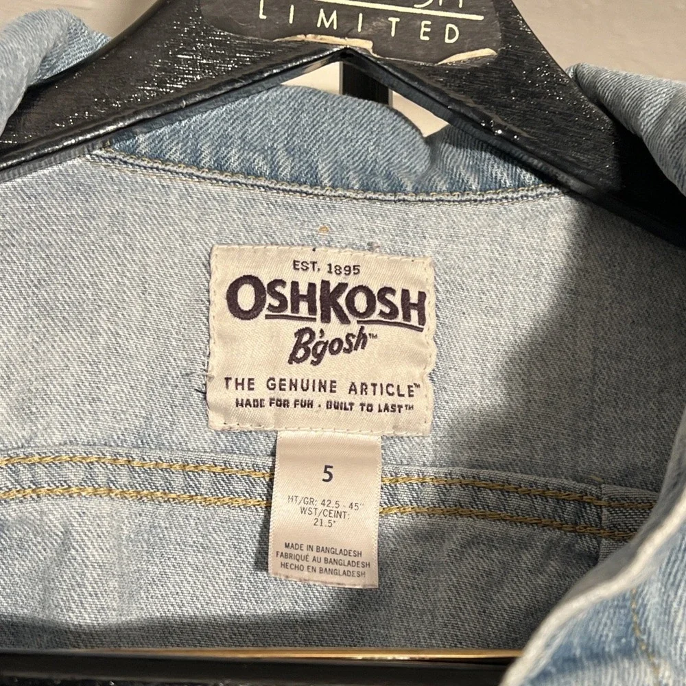 OSH KOSH Girl's Light Wash Denim Button Up‎ Jacket Size 5